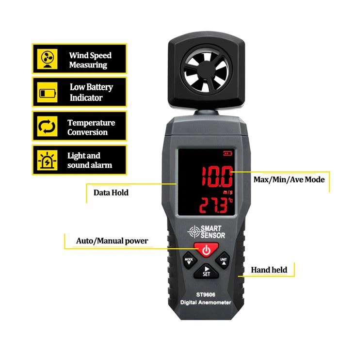 Smart Sensor ST9606 Color LCD Digital Anemometer (3)